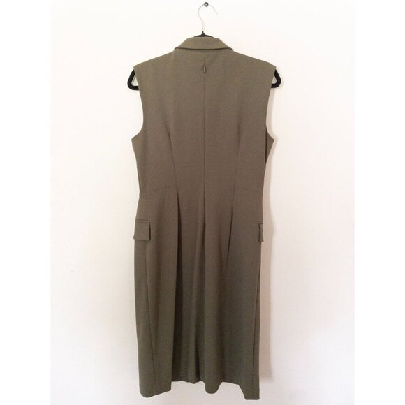 Calvin Klein Sleeveless Olive Green Womens Midi Dress Size 8 Professional Attir - Picture 2 of 11